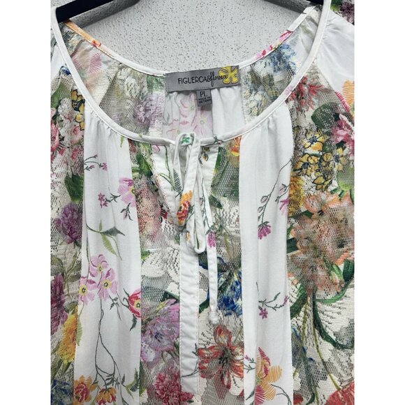 Fig and Flower Anthropologie Floral Blouse Petite Large Sheer Multicolor - Picture 3 of 8